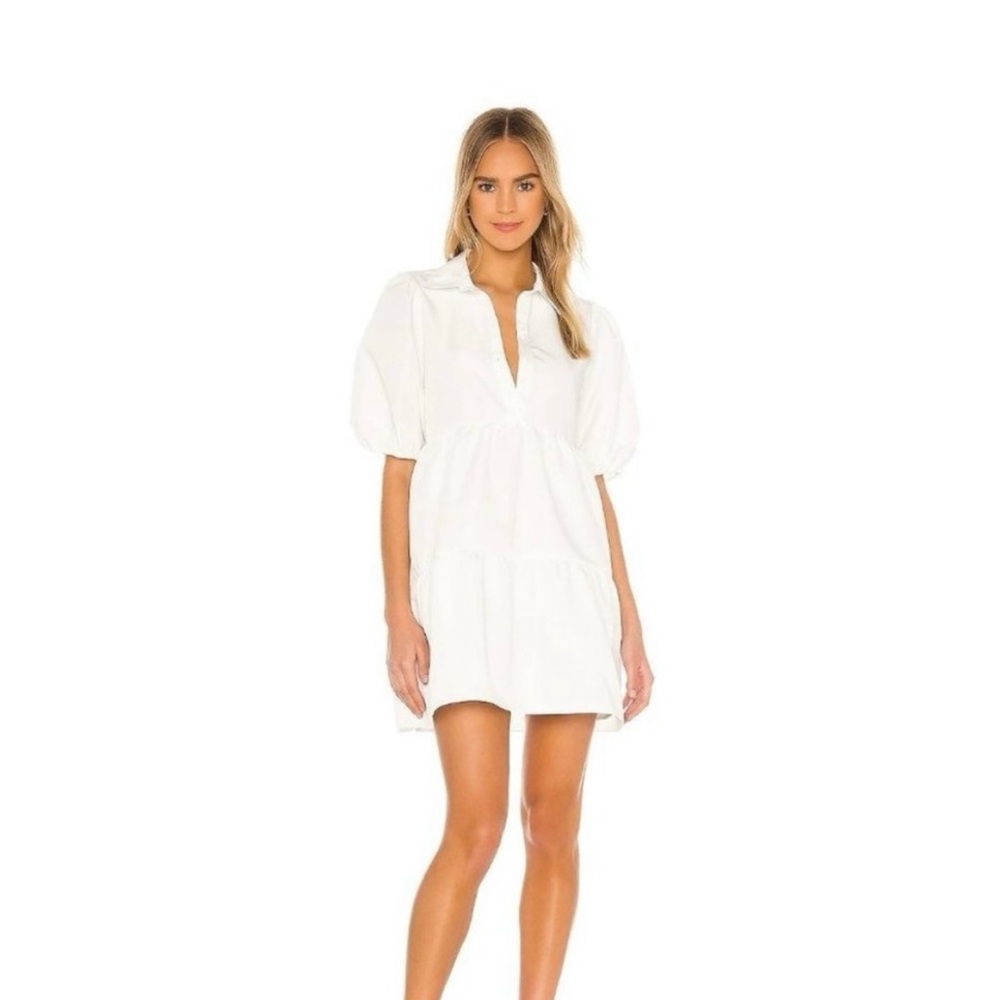Amanda Uprichard Pierre White Puff Sleeve Dress